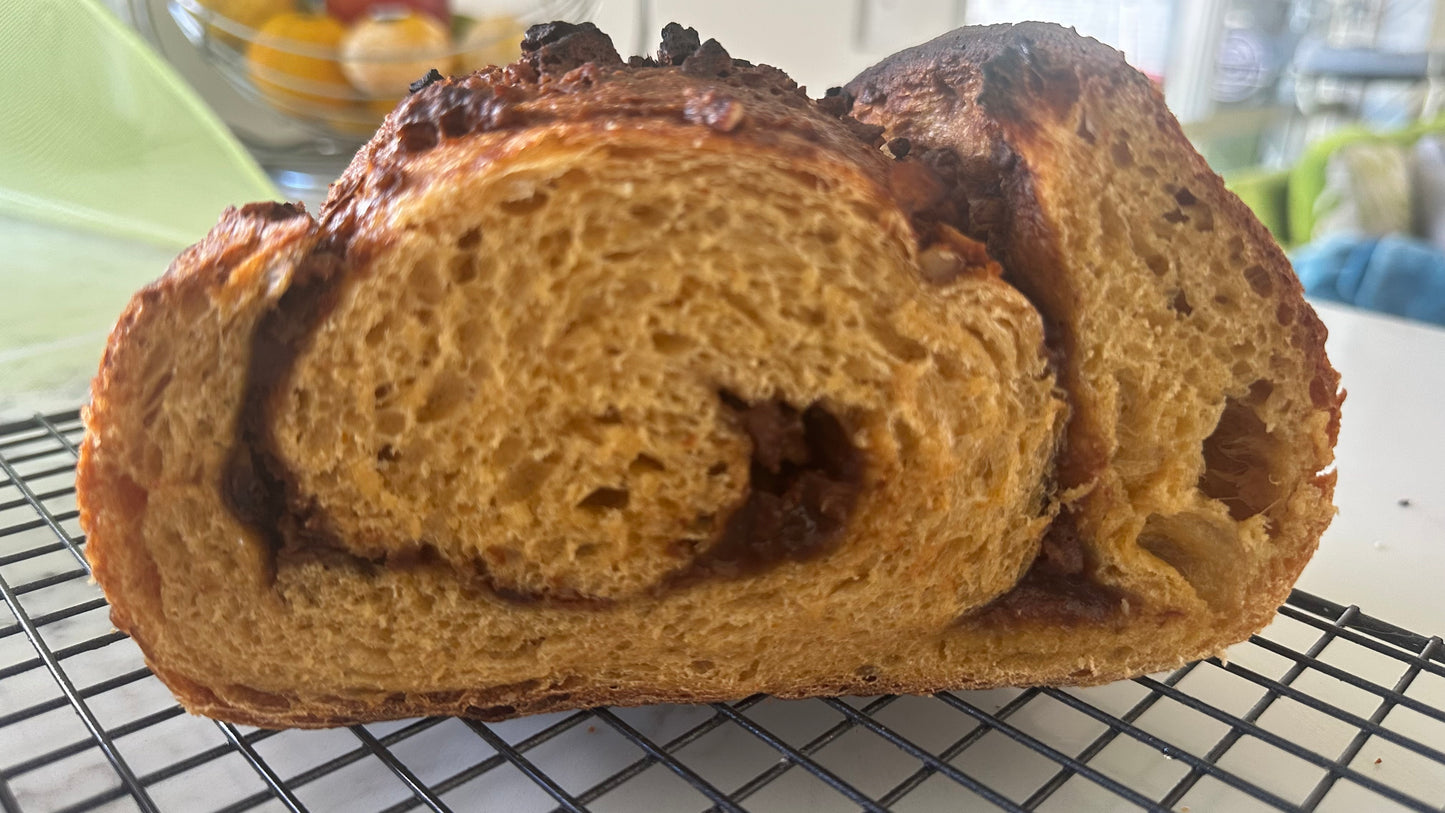 Pumpkin sourdough with cinnamon pecan swirl