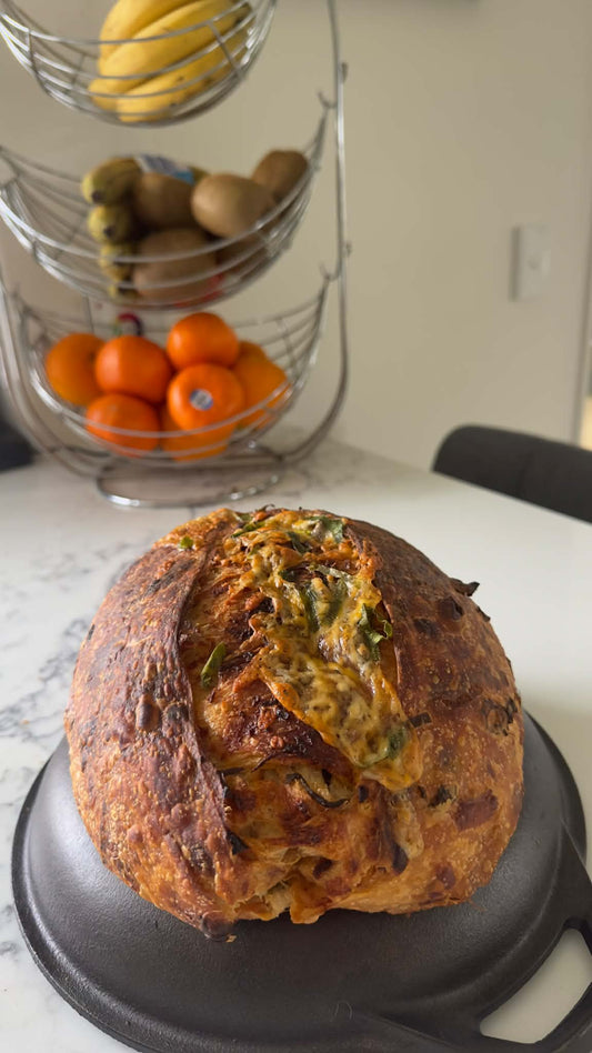 Scallion & chili oil cheddar sourdough